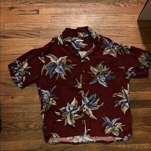 Floral Hawaiian Shirt - Burgundy